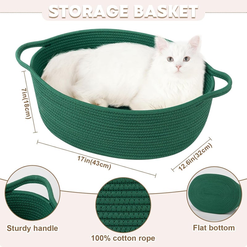 OIAHOMY Large Gift Basket Empty 17" x 12.6" x 7", Storage Basket with Gift Bag, Ribbon and Glitter Tulle for DIY Anytime, Toy Storage for Kids, Dogs with Handles in A Stylish Design - Green - Image 2